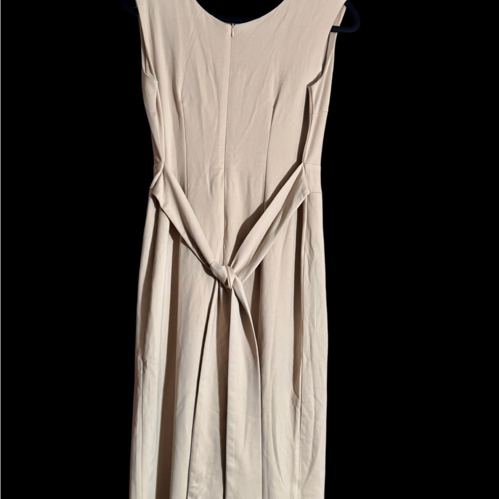 Beige Sleeveless Neck Sheath Dress - Picture 3 of 5